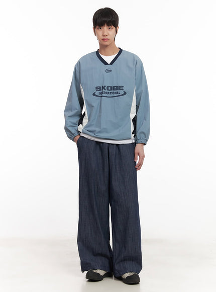 Men's Denim Wide-Leg Sweatpants (Blue) IM518