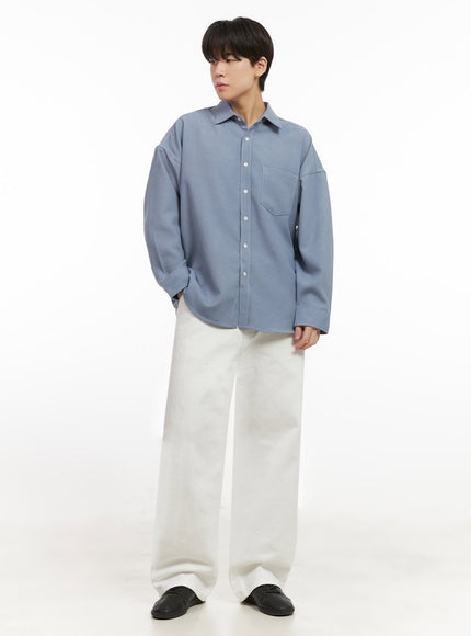 Men's Cotton Wide-Fit Trousers (White) IJ517