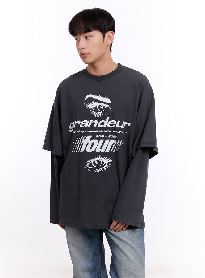 Men's Graphic Layered Long Sleeve Tee IM512