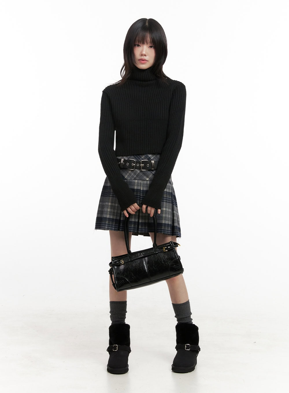 checkered-pleated-mini-skirt-in427