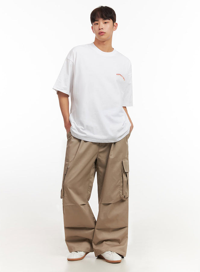 Men's Pintuck Wide-Leg Cargo Pants IF517