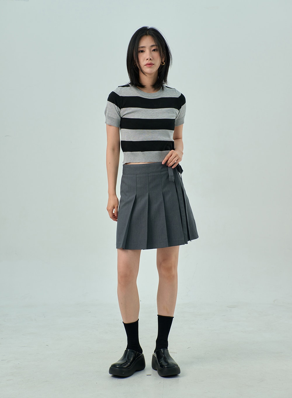 Wrapped Pleated Mini Skirt OY315