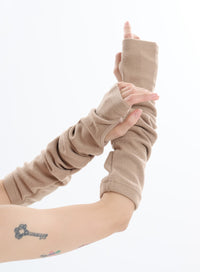 solid-fingerless-gloves-if413 / Beige