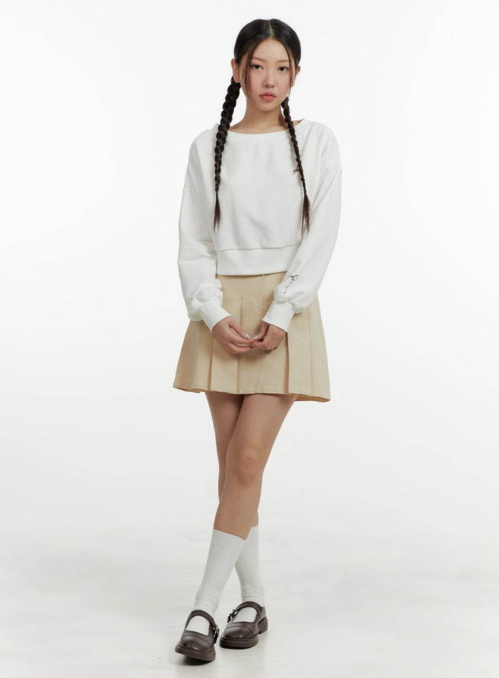 basic-pleated-mini-skirt-oy413 / Beige