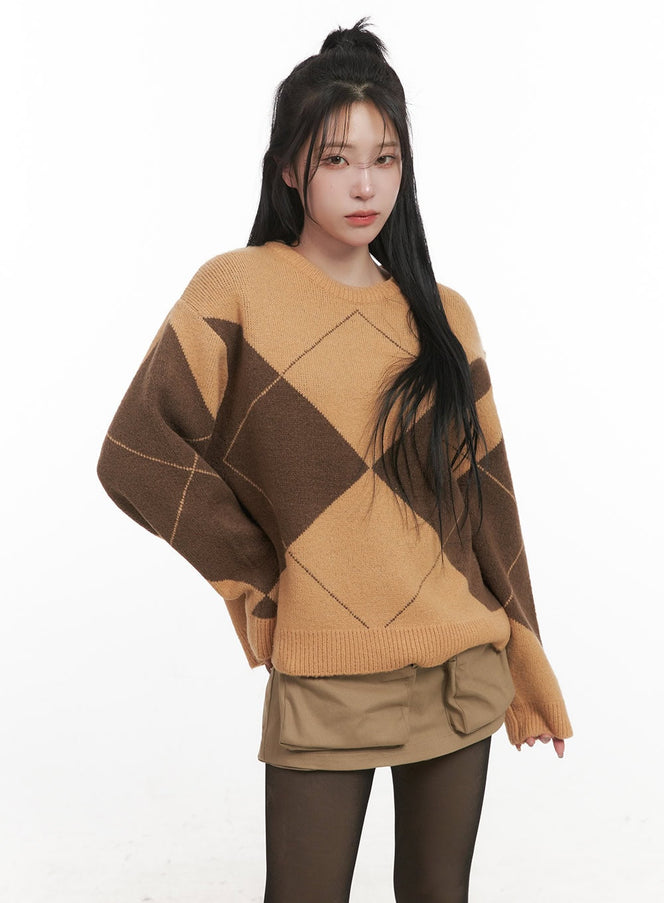 Argyle Cozy Knit Sweater CJ516