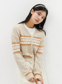 jacard-knit-button-cardigan-oo312 / Beige