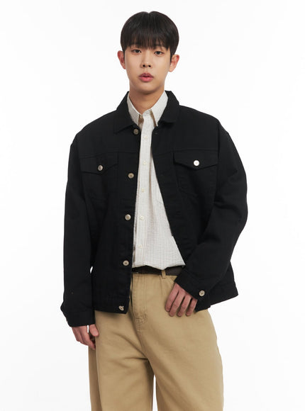 mens-cotton-collared-jacket-im514 / Black