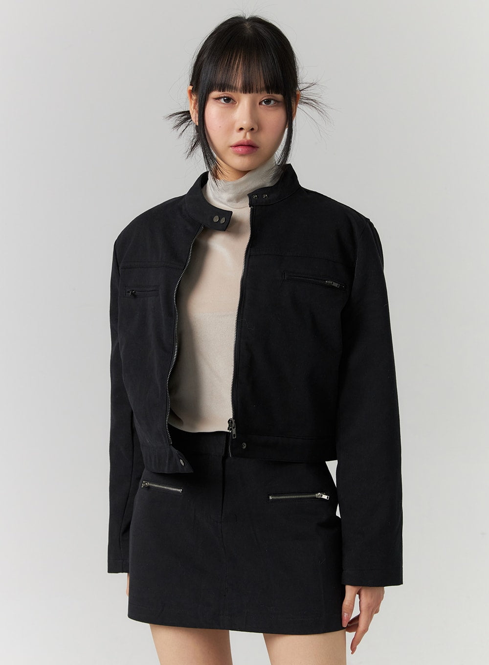 slim-fit-bomber-jacket-cd308 / Black