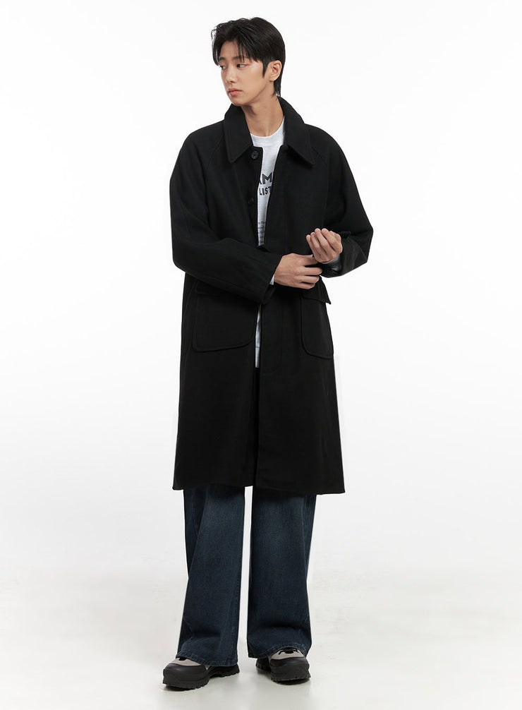 mens-collared-long-coat-id406 / Black