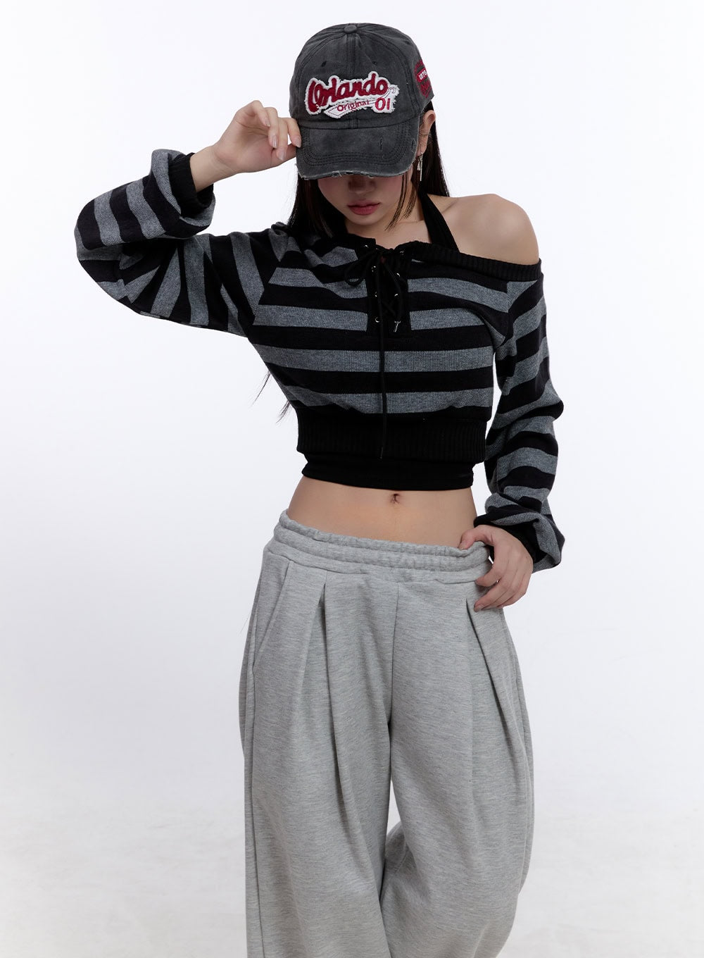 Striped Crop Knit Sweater CJ509