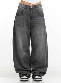 vintage-wash-baggy-jeans-cu420 / Black