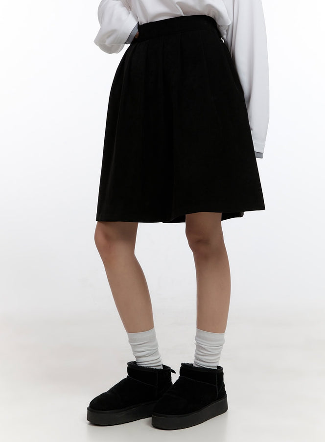 solid-suede-midi-skirt-cn421 / Black