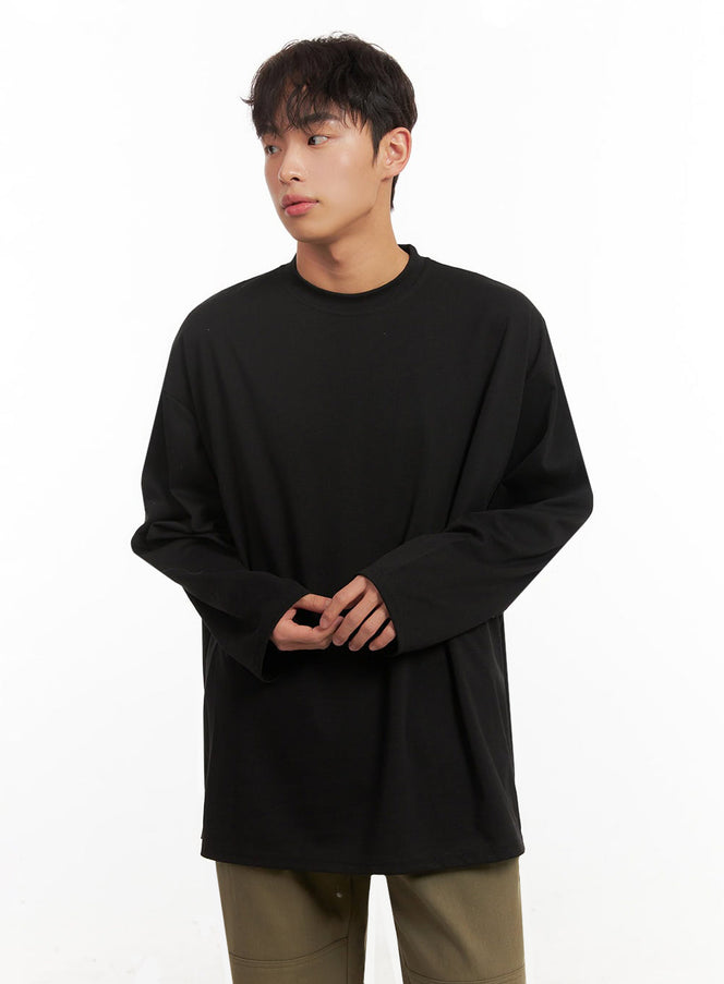 mens-long-sleeve-oversized-tee-black-id431 / Black