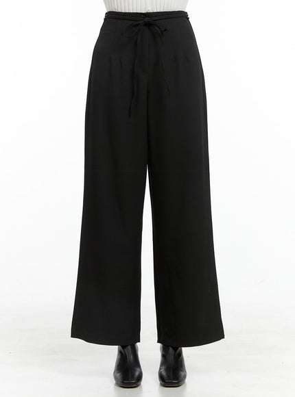 banded-wide-leg-pants-og416 / Black