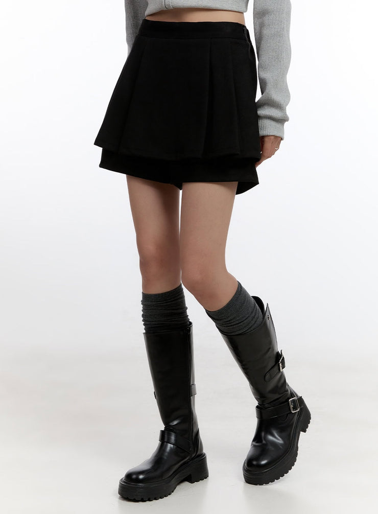 pleated-charm-mini-skirt-cn421 / Black