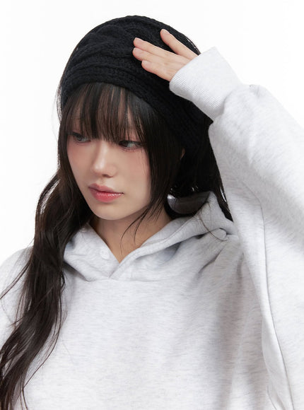 cable-knit-headband-in427 / Black