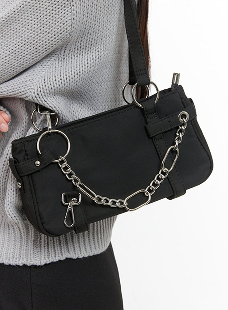 chain-strap-shoulder-bag-oo416 / Black