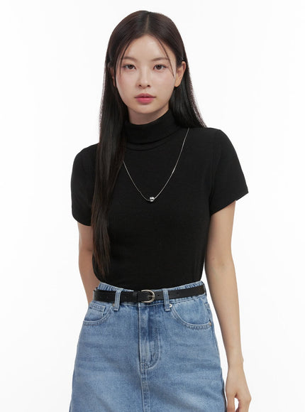 classic-turtle-neck-knit-top-oo416 / Black