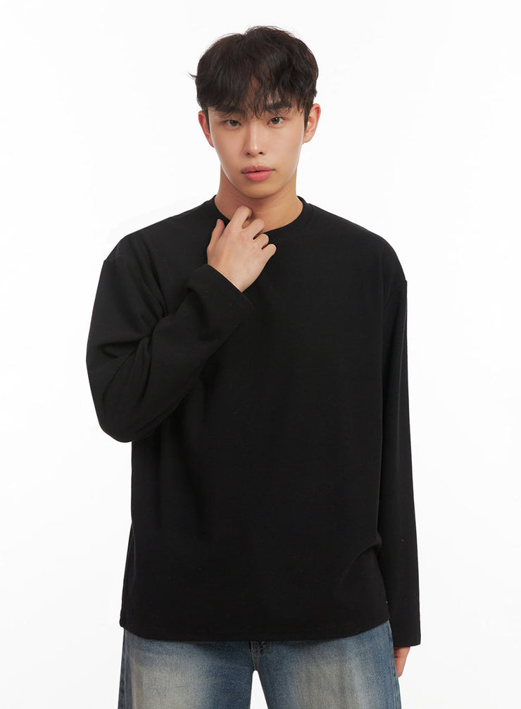 mens-solid-long-sleeve-tee-id427 / Black