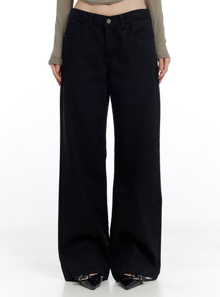 solid-cotton-semi-wide-pants-co425 / Black