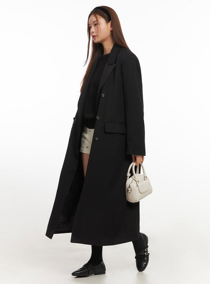 Buttoned Collared Long Coat IM513