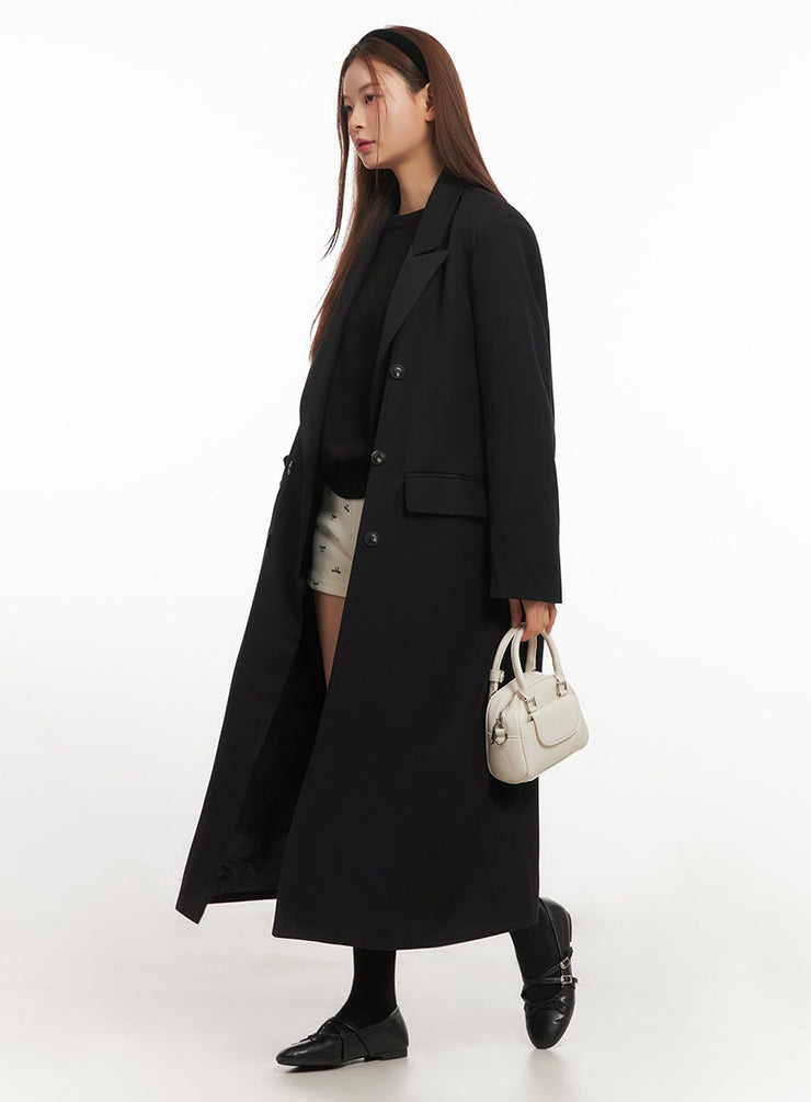 Buttoned Collared Long Coat IM513