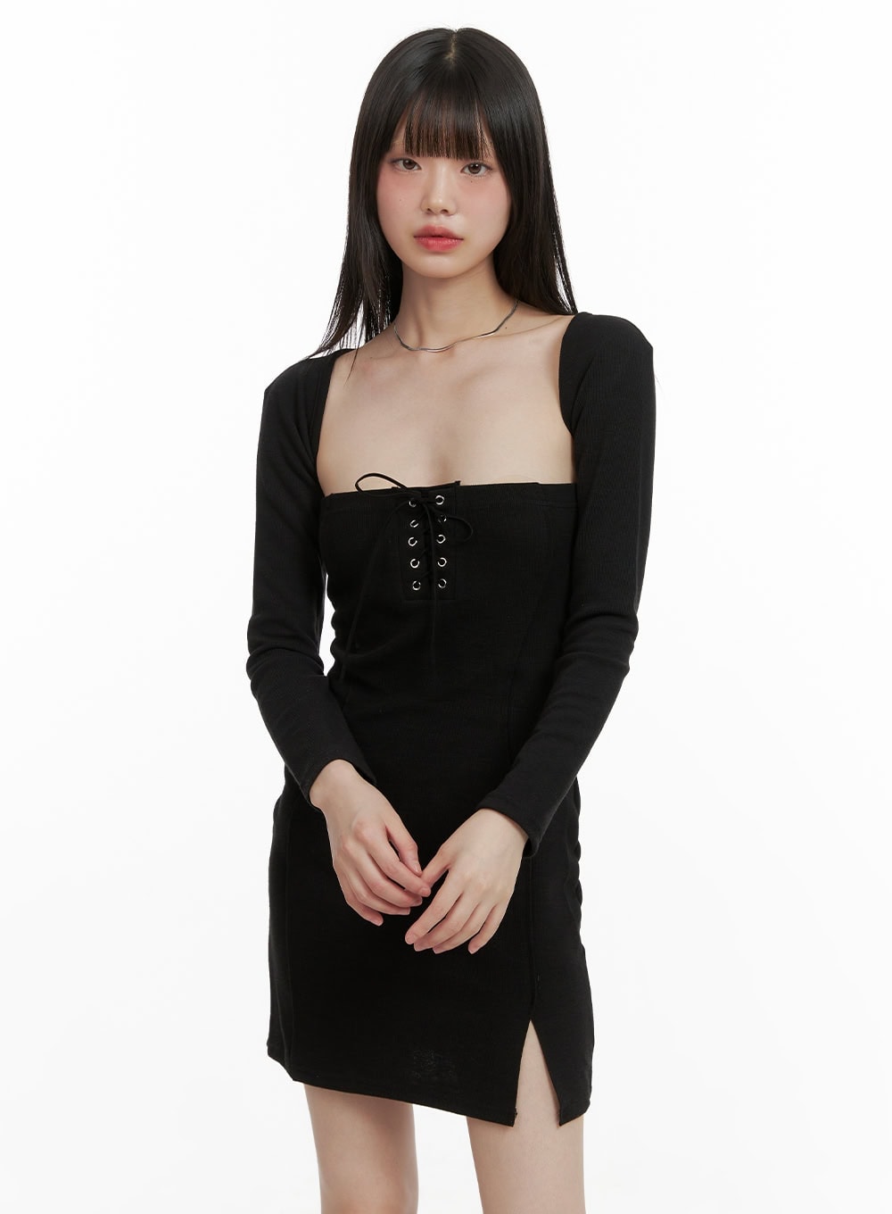 corset-mini-dress-with-bolero-cy428 / Black