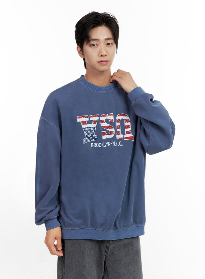 mens-washed-graphic-sweatshirt-in401 / Blue