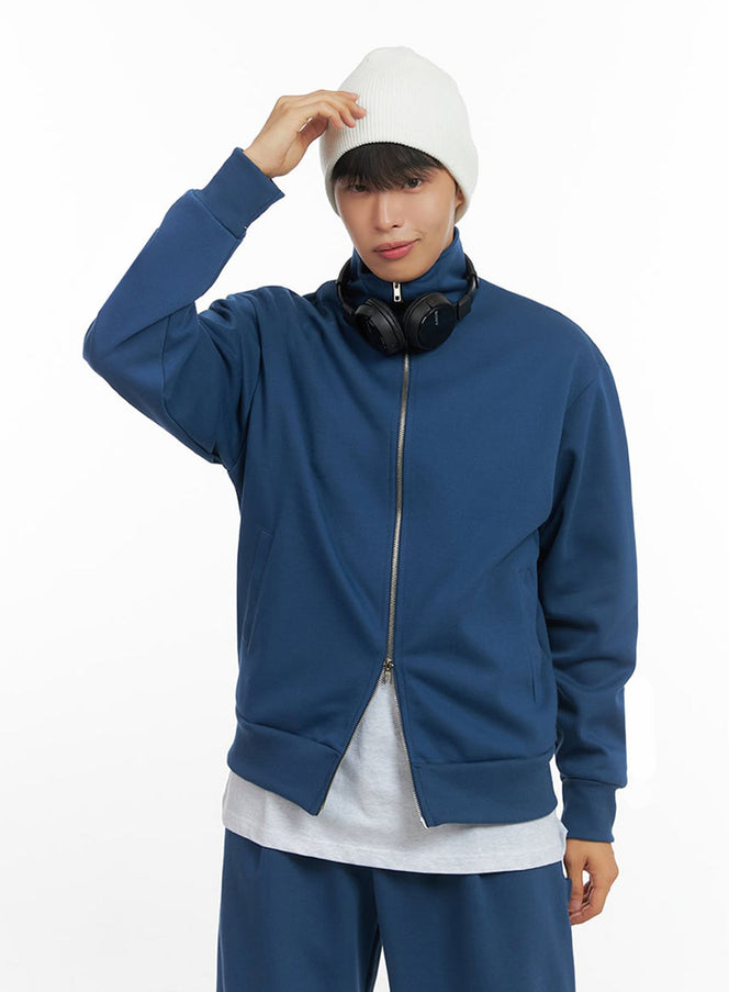 mens-two-way-zip-up-turtleneck-sweatshirt-io420 / Blue