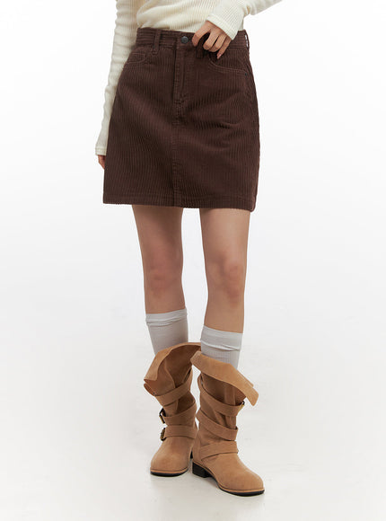 corduroy-midi-skirt-cn426 / Brown