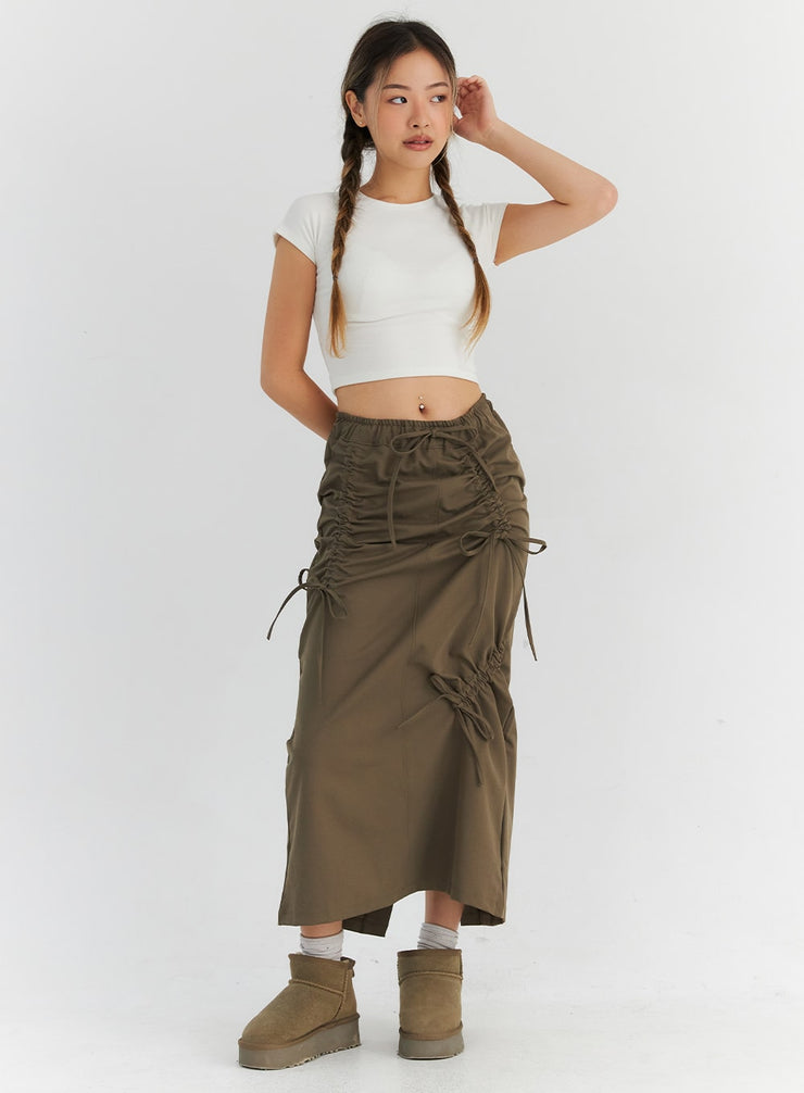 shirring-maxi-skirt-cn310 / Brown