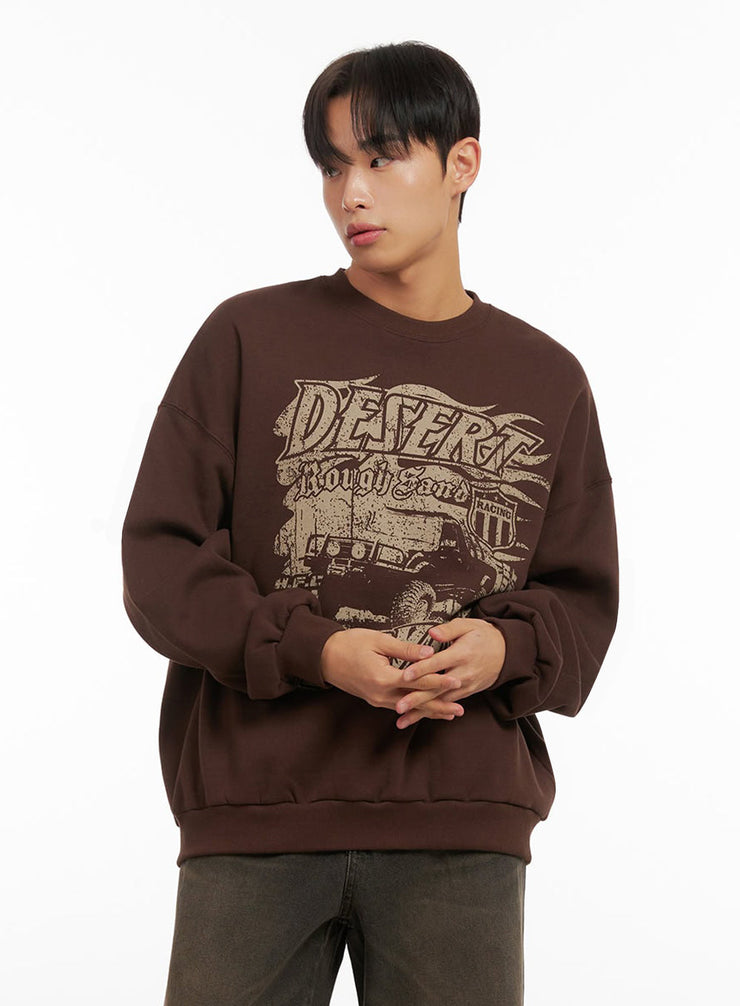 mens-comfy-loose-fit-cotton-pullover-id413 / Brown