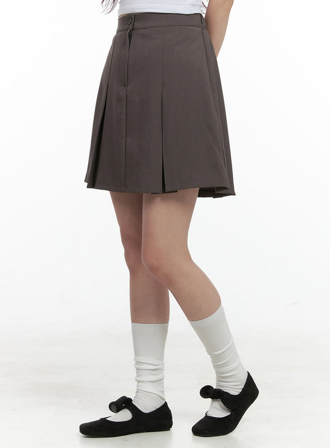 pleated-spice-mini-skirt-og409 / Brown