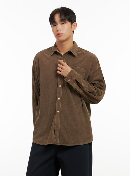 mens-cozy-corduroy-collar-shirt-id413 / Brown