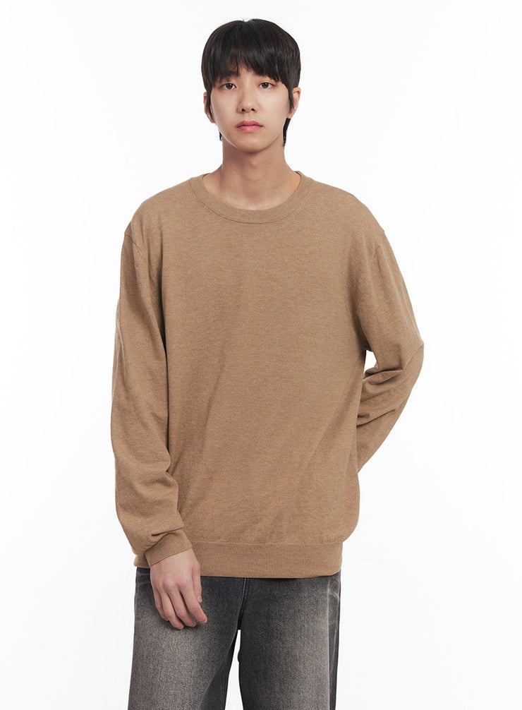 mens-essential-knit-long-sleeve-top-im518 / Dark beige