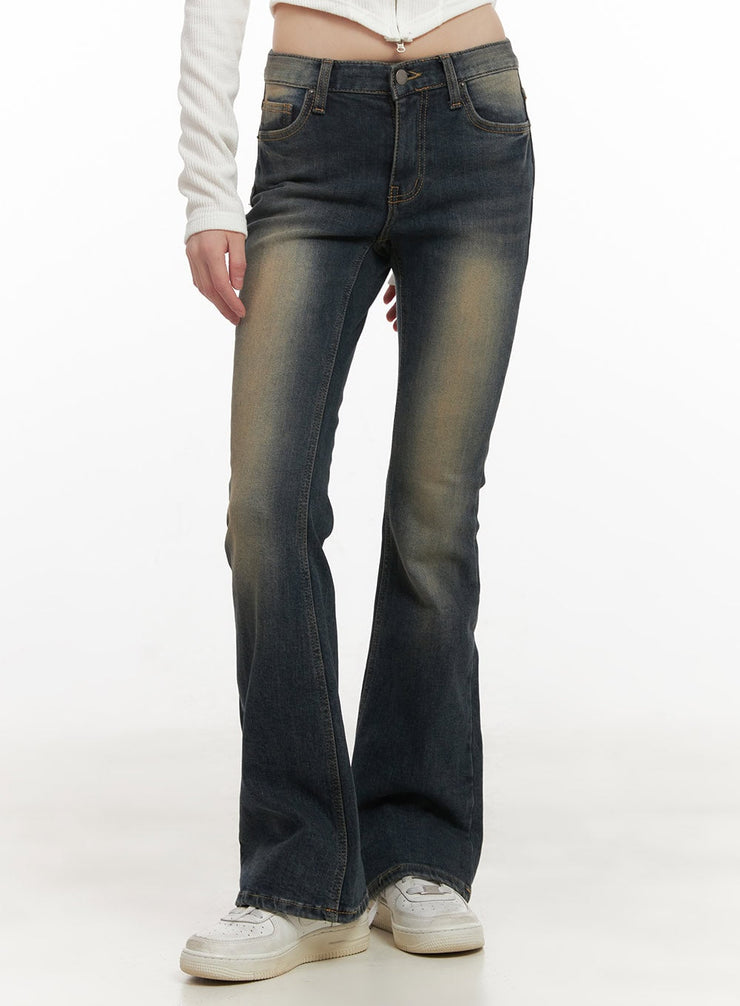 alicia-washed-flared-jeans-cd426 / Dark blue