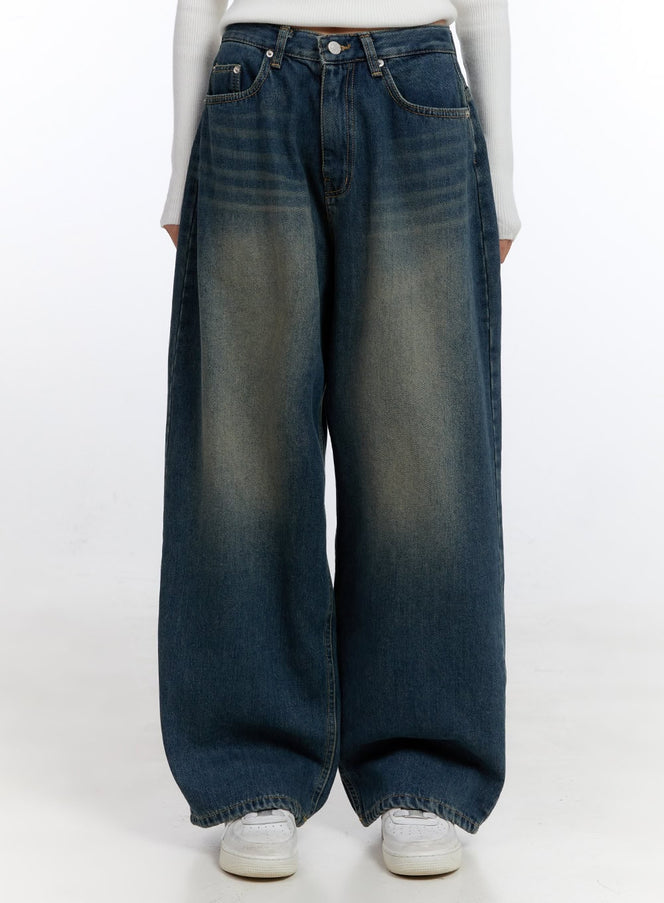 fiona-baggy-washed-jeans-cn401 / Dark blue