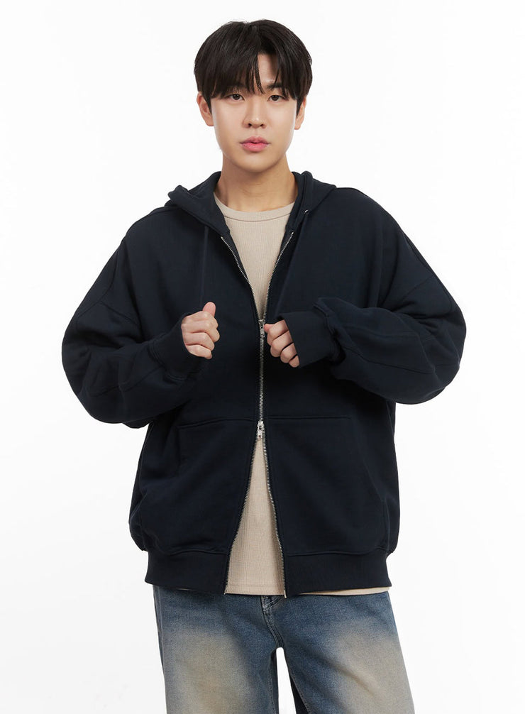 mens-double-zip-oversized-hoodie-ij517 / Dark blue