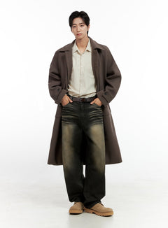 mens-classic-wool-blend-coat-in411 / Dark brown