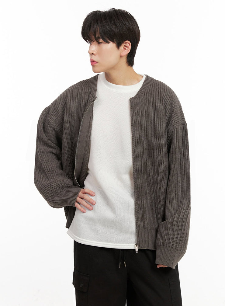 Men's Round Neck Zip-Up Sweater IJ517