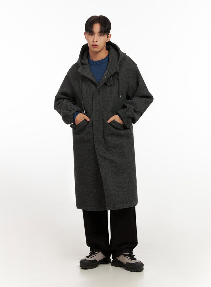 mens-warm-wool-zip-up-hooded-coat-id413 / Dark gray