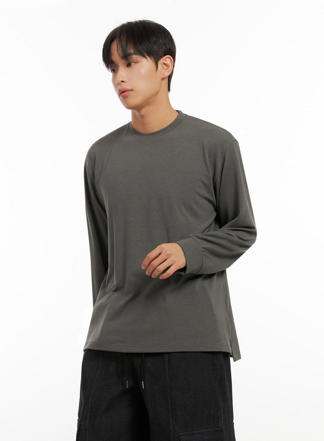 mens-solid-comfort-long-sleeve-tee-id413 / Dark gray