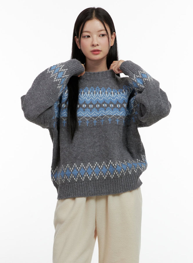 nordic-cozy-knit-sweater-on408 / Dark gray