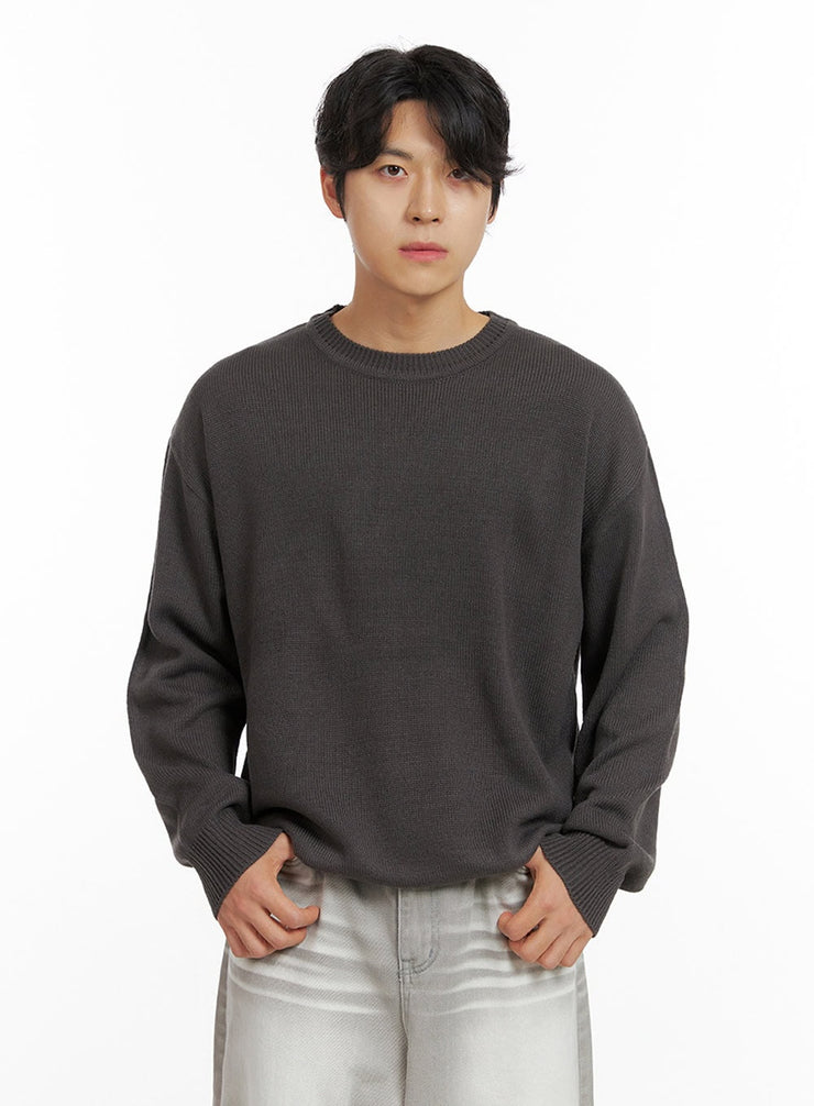 mens-basic-knit-sweater-ig409 / Dark gray