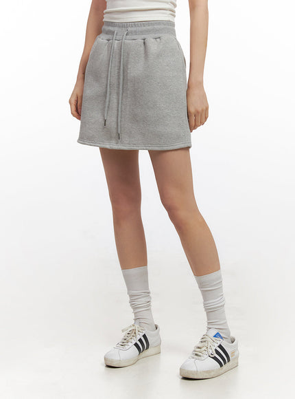 solidcotton-mini-skirt-cn428 / Gray