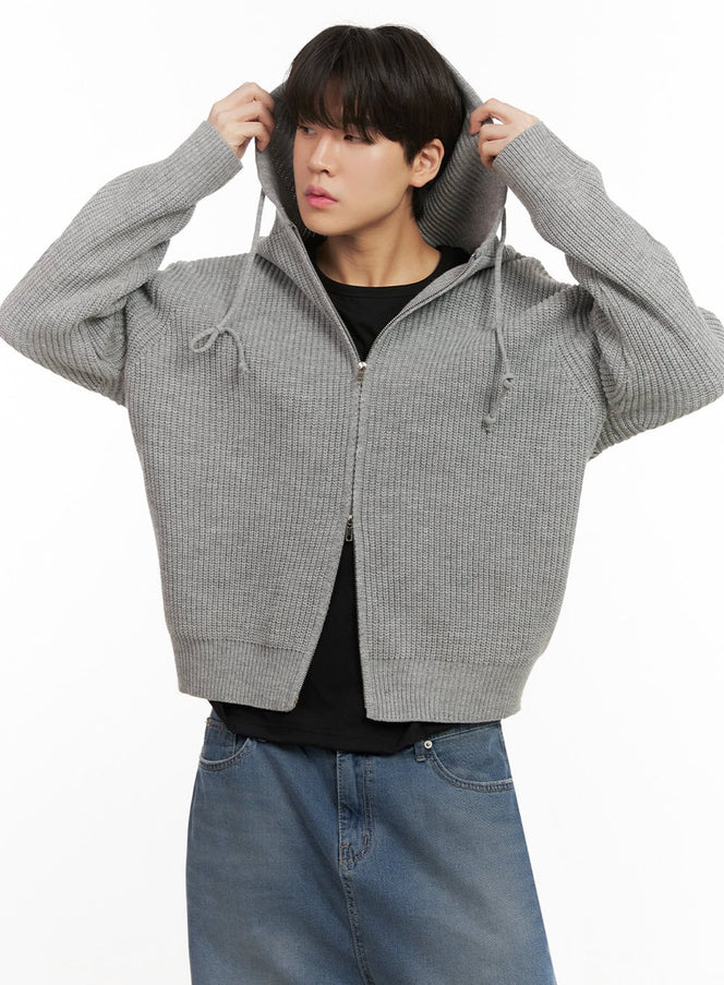 Men's Knitted Double Zip-Up Hoodie IJ517