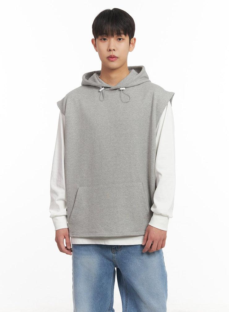 mens-oversized-hooded-vest-im517 / Gray