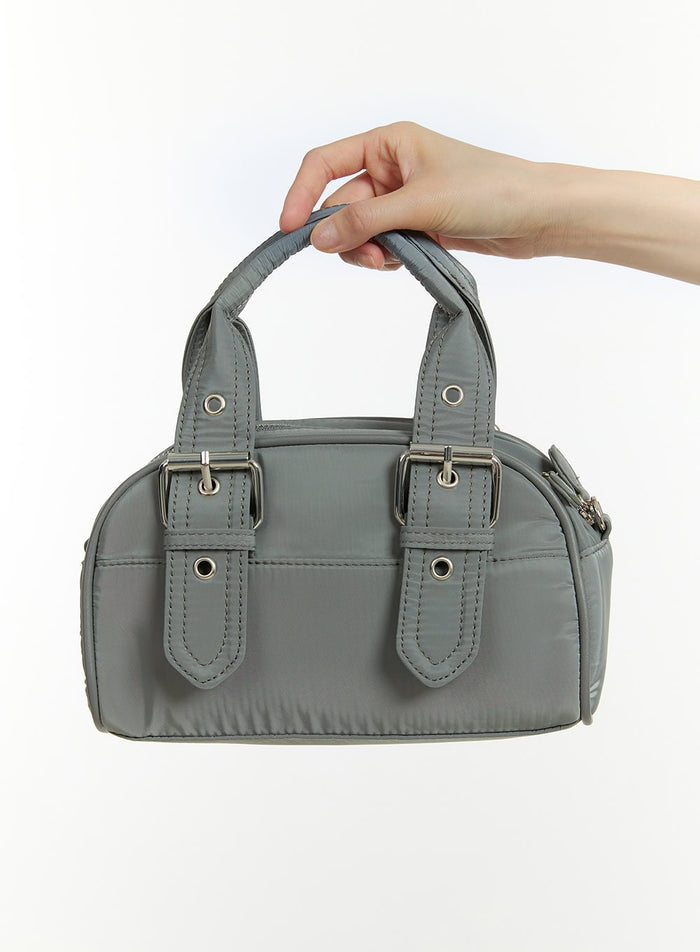 buckle-mini-tote-bag-ou427 / dark gray