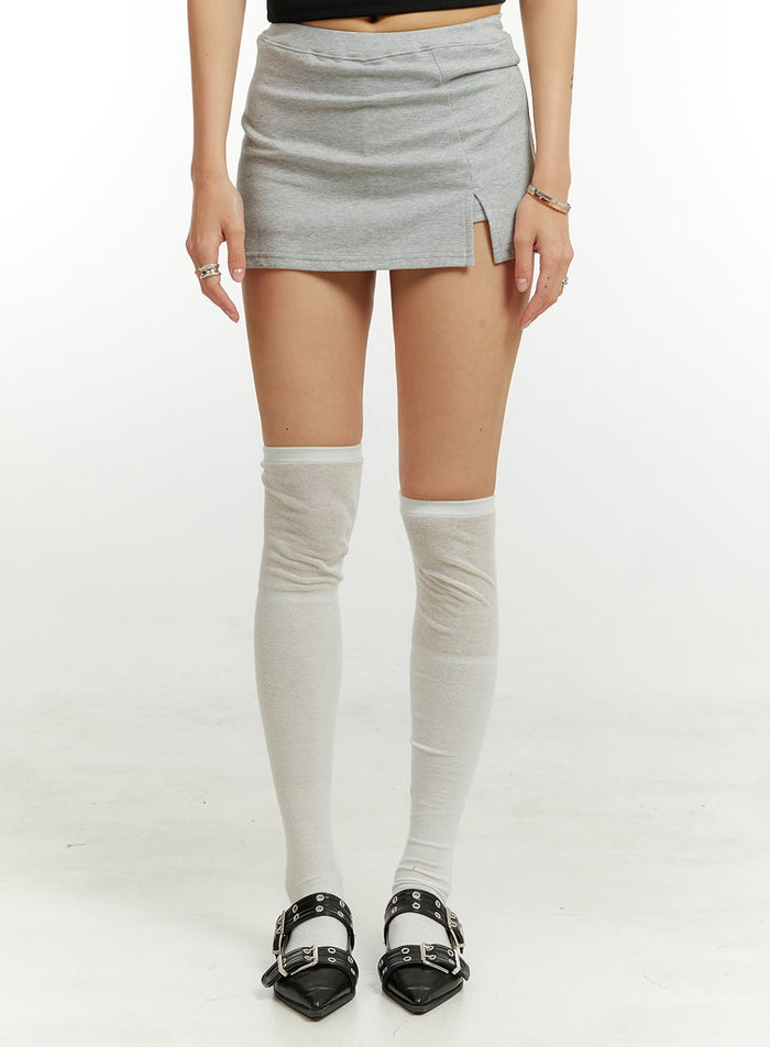 simple-slit-mini-skirt-cu424 / Gray