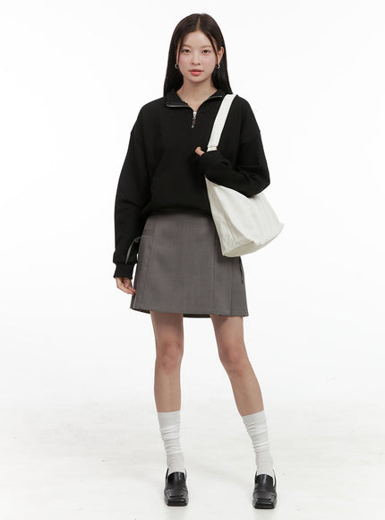 strap-solid-mini-skirt-og416 / Gray